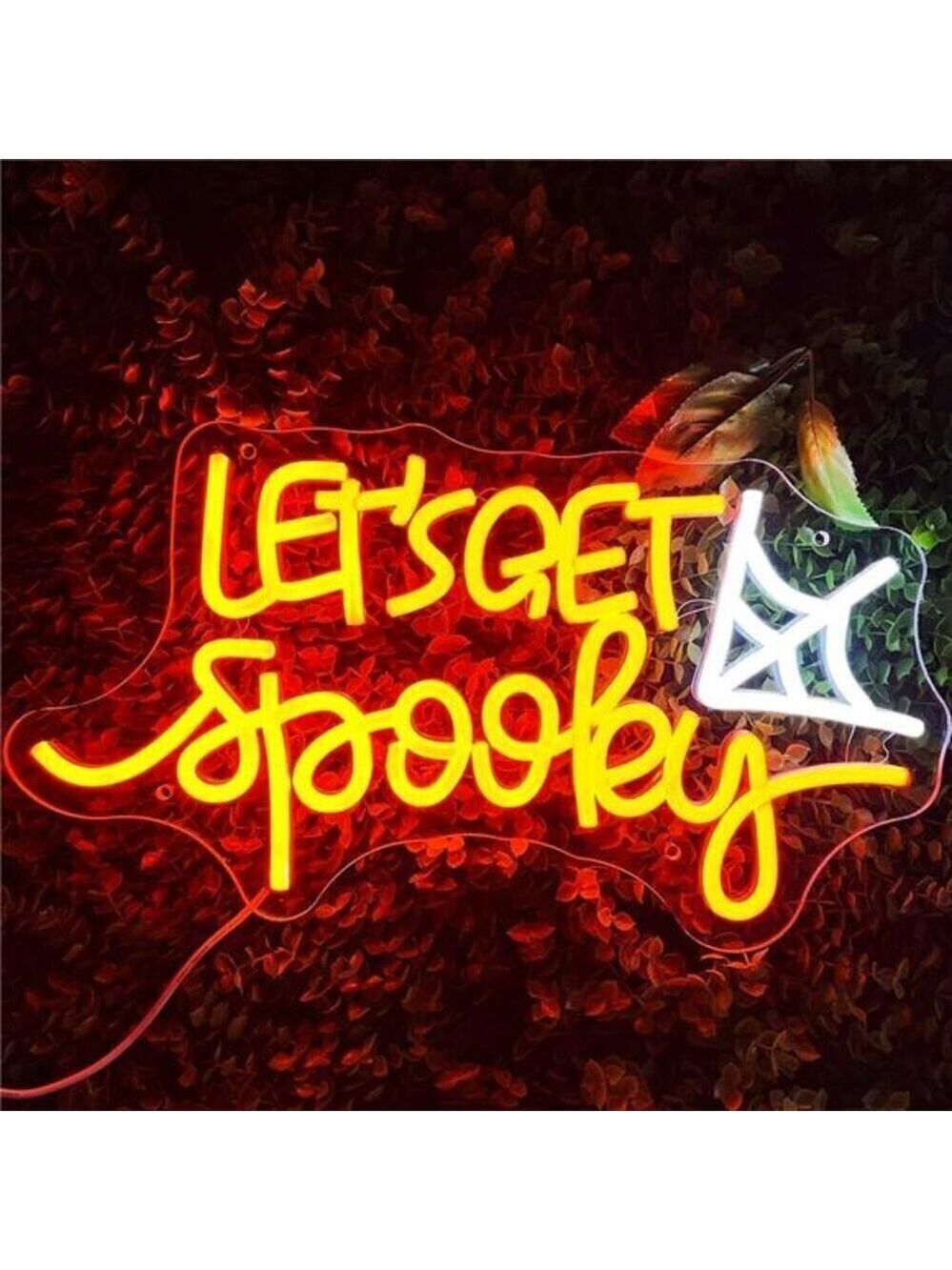 Halloween Neon Sign Let's Get Spooky Neon Lights for Halloween Decoration Spider